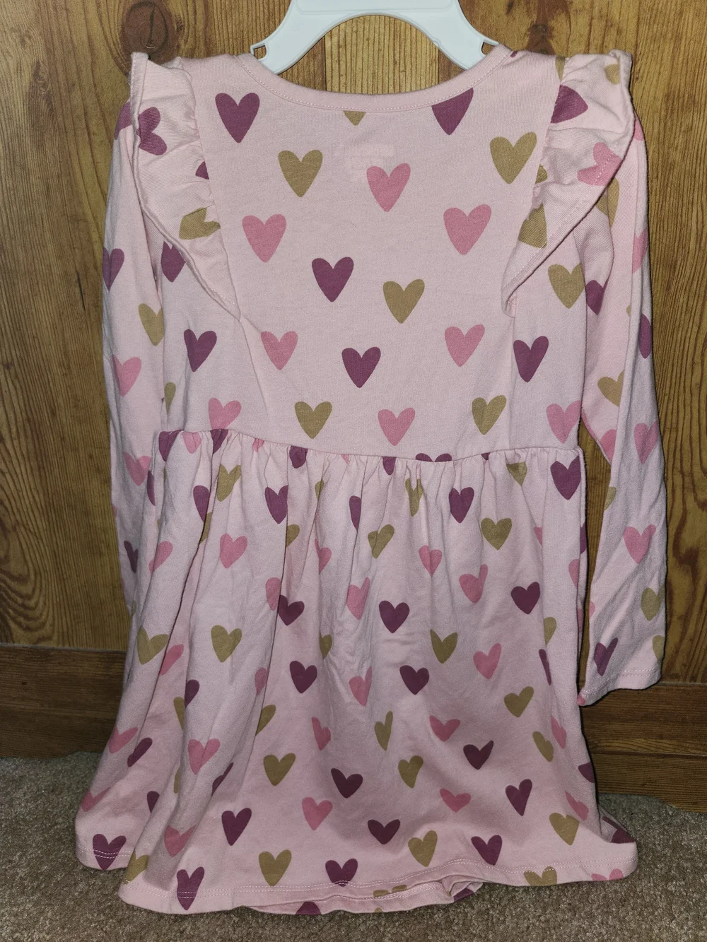 Carter's Pink Heart Ruffle Long-Sleeve Dress
